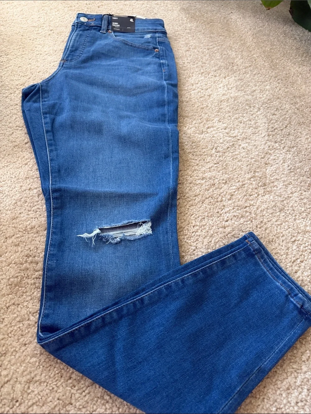 Express Skinny High-Rise Jeans in Denim Blue - Picture 4 of 4